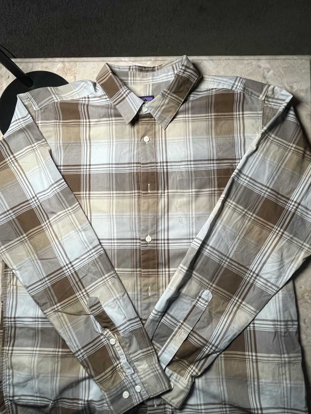 Patagonia Brown and Cream Plaid Button-Down Shirt